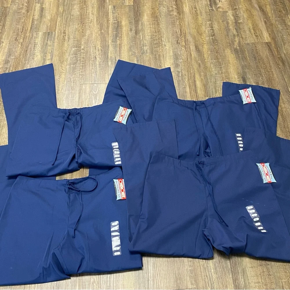 Cherokee Ladies‎ Medical Navy Scrub Bottoms Pants Lot Of 4 Drawstring Waist Sz L